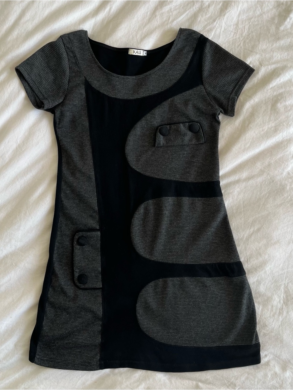 Mod Revival Cotton Dress in Black and Charcoal